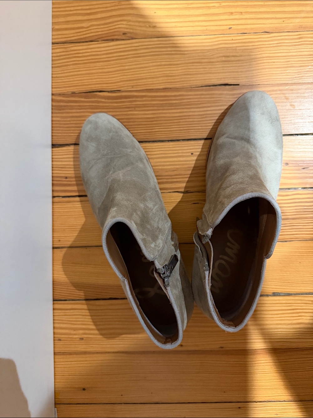 Sam Edelman Women's Suede Ankle Booties in Light Gray/Taupe